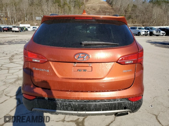 2014 Hyundai Santa Fe Sport with VIN 5XYZU3LB7EG185515, listed as a Copart auction lot 42679185 with 140,742 mi miles and Salvage Title. Bid and sale history available at carsss.com. Image 6.