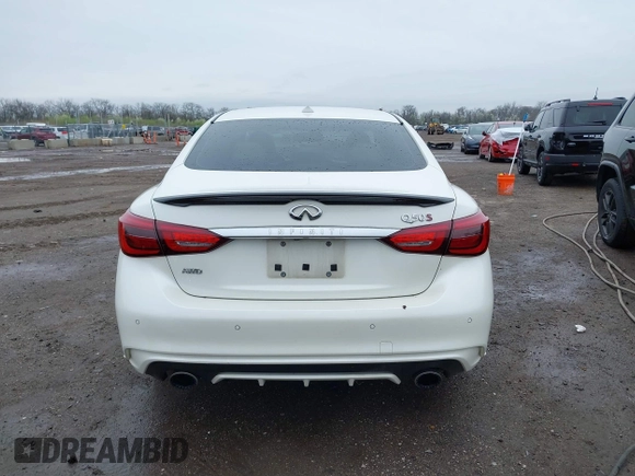 2020 Infiniti Q50 Red Sport 400 with VIN JN1FV7AR0LM660315, listed as a IAAI auction lot 41951851 with 102,475 mi miles and . Bid and sale history available at carsss.com. Image 16.