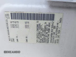 2010 Nissan Maxima SV with VIN 1N4AA5AP8AC823842, listed as a IAAI auction lot 42590129 with 71,995 mi miles and . Bid and sale history available at DreamBid. Image 9.