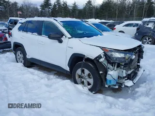 2021 Toyota RAV4 Hybrid LE with VIN 4T3LWRFV9MU047628, listed as a IAAI auction lot 41335589 with 36,748 mi miles. Bid and sale history available at carsss.com. Image 1.