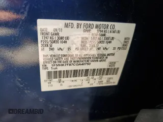 2012 Ford Explorer Limited z VIN 1FMHK7F87CGA40750, wystawiony jako Copart lot #59342725 z przebiegiem 124 048 mil mil oraz Szkoda całkowita • Salvage title. Historia ofert i sprzedaży dostępna na DreamBid. Obrazek 13.