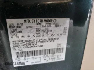 2006 Ford F-150 XLT z VIN 1FTPW14516FA19865, wystawiony jako Copart lot #59303485 z przebiegiem 148 172 mil mil oraz Czysty tytuł • Clean title. Historia ofert i sprzedaży dostępna na DreamBid. Obrazek 12.