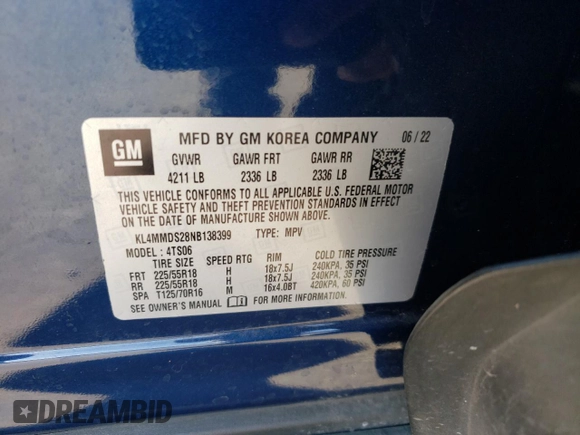 2022 Buick Encore GX Select z VIN KL4MMDS28NB138399, wystawiony jako Copart lot #80566974 z przebiegiem 41 665 mil mil oraz Szkoda całkowita • Salvage title. Historia ofert i sprzedaży dostępna na DreamBid. Obrazek 15.