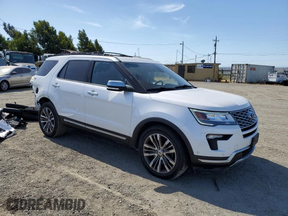 2018 Ford Explorer Platinum with VIN 1FM5K8HT0JGB57111, listed as a Copart auction lot 58837685 with 106,845 mi miles and Salvage title. Bid and sale history available at DreamBid. Image 4.