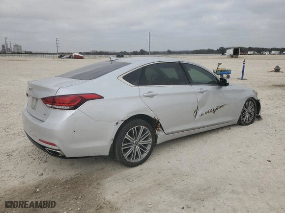 2018 Genesis G80 3.8L with VIN KMHGN4JE0JU257909, listed as a Copart auction lot 44335225 with 123,592 mi miles and Clean Title. Bid and sale history available at carsss.com. Image 3.