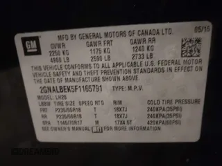 2015 Chevrolet Equinox LT with VIN 2GNALBEK5F1165791, listed as a IAAI auction lot 41894744 with 77,088 mi miles. Bid and sale history available at carsss.com. Image 9.