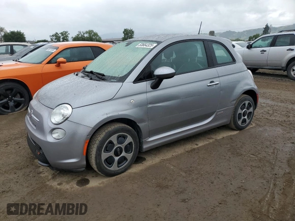 2017 FIAT 500e with VIN 3C3CFFGE2HT549654, listed as a Copart auction lot 53664325 with 53,326 mi miles and Salvage title. Bid and sale history available at DreamBid. Image 1.