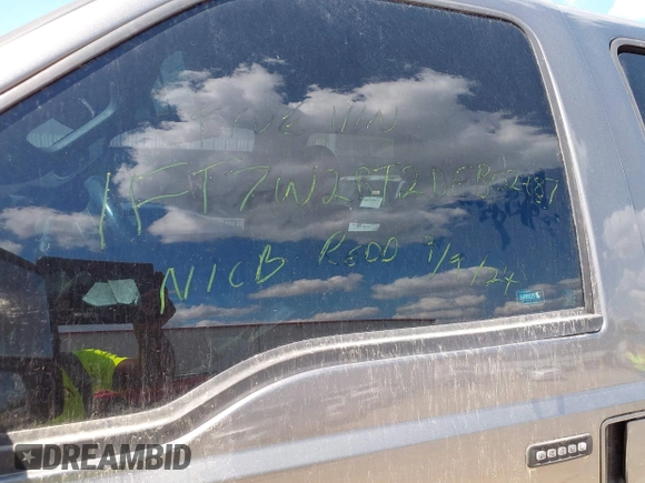 2013 Ford F-250 XL with VIN 1FT7W2BT2DEB02487, listed as a IAAI auction lot 39338554 with Not provided miles and . Bid and sale history available at DreamBid. Image 12.