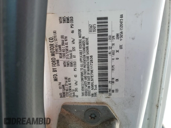 2014 Ford Transit Connect XL с VIN NM0LS7E79E1172838, выставлен на аукционе Copart как лот 57183235 с пробегом 190 862 миль миль и Чистый • Clean title. История ставок и продаж доступна на DreamBid. Изображение 12.