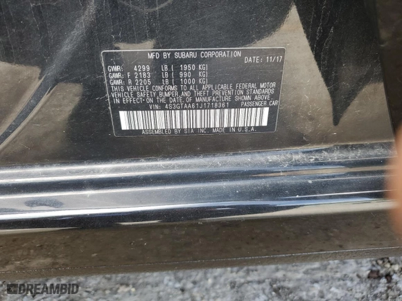 2018 Subaru Impreza with VIN 4S3GTAA61J1718361, listed as a Copart auction lot 57912364 with 88,182 mi miles and Salvage Title. Bid and sale history available at carsss.com. Image 12.
