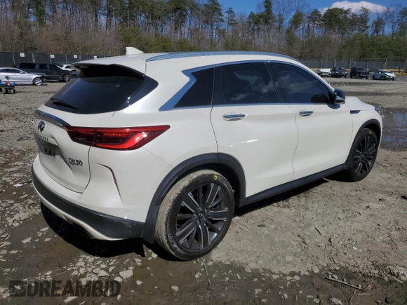 2021 Infiniti QX50 Luxe with VIN 3PCAJ5BB9MF121288, listed as a Copart auction lot 50783525 with 86,348 mi miles and Salvage Title. Bid and sale history available at DreamBid. Image 3.