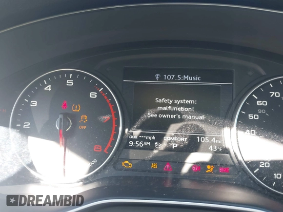 2017 Audi A4 Premium with VIN WAUGNAF4XHN014967, listed as a IAAI auction lot 41571970 with 123,627 mi miles. Bid and sale history available at carsss.com. Image 7.