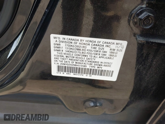 2011 Acura MDX z VIN 2HNYD2H29BH514589, wystawiony jako IAAI lot #42267054 z przebiegiem 241 387 mil mil oraz . Historia ofert i sprzedaży dostępna na DreamBid. Obrazek 9.