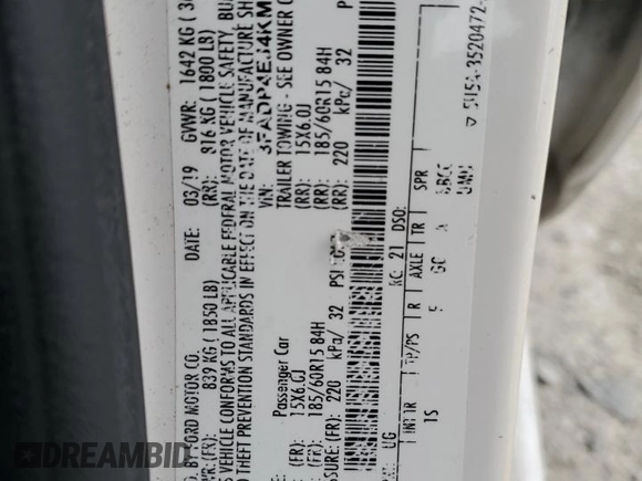 2019 Ford Fiesta SE with VIN 3FADP4EJ4KM140399, listed as a Copart auction lot 88801305 with 90,810 mi miles and Non Repairable. Bid and sale history available at carsss.com. Image 12.