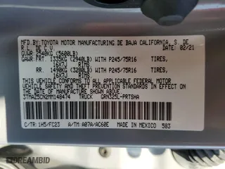 2021 Toyota Tacoma 2WD SR5 with VIN 3TMAZ5CN2MM148474, listed as a Copart auction lot 53199125 with 37,362 mi miles and Salvage Title. Bid and sale history available at carsss.com. Image 12.