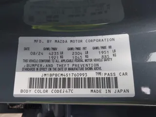 2025 Mazda 3 S Carbon Edition with VIN JM1BPBCM4S1760993, listed as a IAAI auction lot 41446098 with 102 mi miles and . Bid and sale history available at DreamBid. Image 9.