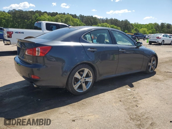 2011 Lexus IS 250 with VIN JTHBF5C29B5134639, listed as a Copart auction lot 52558875 with 265,102 mi miles and Salvage Title. Bid and sale history available at DreamBid. Image 3.