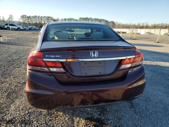 2013 Honda Civic Sdn LX with VIN 2HGFB2F59DH588406, listed as a Copart auction lot 85868884 with 124,929 mi miles and Salvage Title. Bid and sale history available at carsss.com. Image 6.