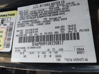 2013 Ford Fusion SE with VIN 3FA6P0H91DR220817, listed as a IAAI auction lot 42062197 with 182,397 mi miles. Bid and sale history available at carsss.com. Image 9.