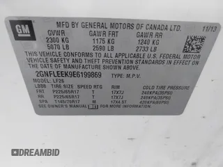 2014 Chevrolet Equinox LS with VIN 2GNFLEEK9E6199869, listed as a IAAI auction lot 41986883 with 187,501 mi miles. Bid and sale history available at carsss.com. Image 9.