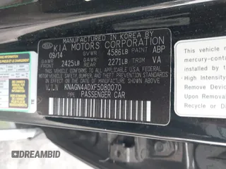2015 Kia Optima Hybrid EX with VIN KNAGN4ADXF5080070, listed as a IAAI auction lot 41666446 with 119,845 mi miles. Bid and sale history available at carsss.com. Image 9.