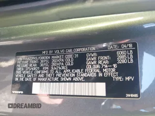 2018 Volvo XC90 Momentum with VIN YV4A22PK6J1386904, listed as a IAAI auction lot 41871000 with 58,955 mi miles. Bid and sale history available at carsss.com. Image 9.