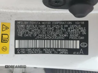 2019 Lexus UX 200 with VIN JTHY3JBH2K2002650, listed as a Copart auction lot 47837255 with 230,758 mi miles and Clean Title. Bid and sale history available at DreamBid. Image 13.