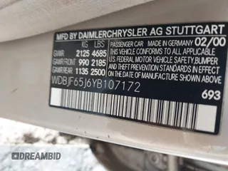 2000 Mercedes-Benz E 320 z VIN WDBJF65J6YB107172, wystawiony jako IAAI lot #42004480 z przebiegiem 149 432 mil mil oraz . Historia ofert i sprzedaży dostępna na DreamBid. Obrazek 9.