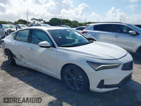 2024 Acura Integra w/A-Spec Package with VIN 19UDE4H32RA025760, listed as a IAAI auction lot 41923473 with 6,448 mi miles and . Bid and sale history available at DreamBid. Image 1.