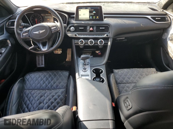 2021 Genesis G70 3.3T with VIN KMTG34LE7MU066534, listed as a Copart auction lot 77532704 with 58,951 mi miles and Salvage Title. Bid and sale history available at carsss.com. Image 8.