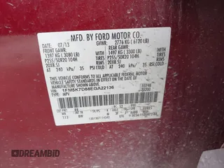 2014 Ford Explorer XLT z VIN 1FM5K7D88EGA22136, wystawiony jako IAAI lot #41347801 z przebiegiem 194 454 mil mil oraz . Historia ofert i sprzedaży dostępna na DreamBid. Obrazek 9.