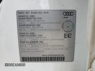 2016 Audi Q5 Premium Plus with VIN WA1L2AFP5GA036184, listed as a Copart auction lot 56075485 with 161,890 mi miles and Clean title. Bid and sale history available at DreamBid. Image 13.