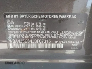 2018 BMW 4 Series 440i with VIN WBA4J5C54JBF07315, listed as a IAAI auction lot 41738540 with 74,577 mi miles and . Bid and sale history available at DreamBid. Image 9.