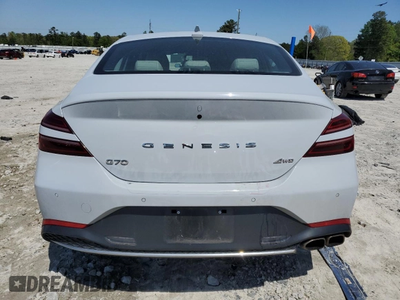 2022 Genesis G70 2.0T z VIN KMTG34TA0NU089619, wystawiony jako Copart lot #52154495 z przebiegiem 70 890 mil mil oraz Szkody całkowita. Historia ofert i sprzedaży dostępna na DreamBid. Obrazek 6.