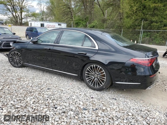 2022 Mercedes-Benz S 500 with VIN W1K6G6DB0NA088382, listed as a Copart auction lot 55065765 with 19,866 mi miles and Salvage Title. Bid and sale history available at DreamBid. Image 2.