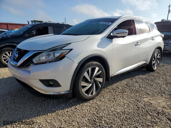 2017 Nissan Murano Platinum with VIN 5N1AZ2MG1HN115407, listed as a Copart auction lot 74136994 with 76,730 mi miles and Salvage Title. Bid and sale history available at carsss.com. Image 1.