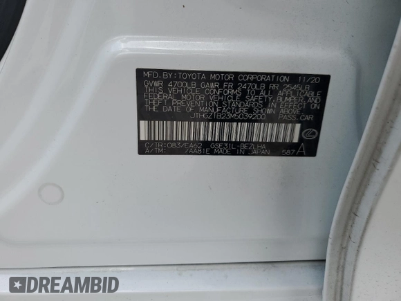 2021 Lexus IS 350 F Sport with VIN JTHGZ1B23M5039200, listed as a Copart auction lot 59608635 with 69,812 mi miles and Salvage title. Bid and sale history available at DreamBid. Image 12.