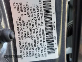 2017 Honda Civic Sedan EX-T with VIN 2HGFC1F49HH652688, listed as a Copart auction lot 87922535 with 108,071 mi miles and Salvage Title. Bid and sale history available at carsss.com. Image 13.