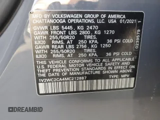 2021 Volkswagen Atlas SE with VIN 1V2WC2CA4MC212887, listed as a Copart auction lot 48403375 with 62,075 mi miles and Salvage title. Bid and sale history available at DreamBid. Image 14.