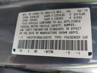 2010 Honda Accord LX z VIN 1HGCP2F3XAA126370, wystawiony jako IAAI lot #42482055 z przebiegiem 356 466 mil mil oraz . Historia ofert i sprzedaży dostępna na DreamBid. Obrazek 9.