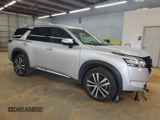 2023 Nissan Pathfinder Platinum with VIN 5N1DR3DK9PC208581, listed as a Copart auction lot 60142655 with 41,442 mi miles and Salvage title. Bid and sale history available at DreamBid. Image 4.