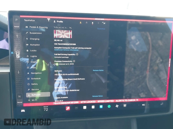 2022 Tesla Model X Plaid z VIN 7SAXCBE60NF351288, wystawiony jako IAAI lot #40847518 z przebiegiem 28 149 mil mil oraz . Historia ofert i sprzedaży dostępna na DreamBid. Obrazek 7.
