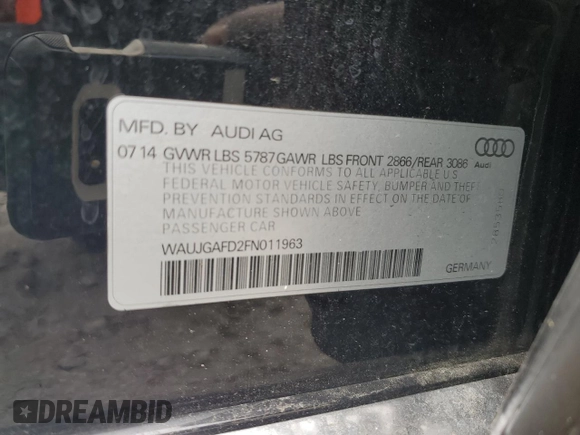 2015 Audi A8 с VIN WAUJGAFD2FN011963, выставлен на аукционе Copart как лот 53568114 с пробегом 95 806 миль миль и Чистый • Clean title. История ставок и продаж доступна на DreamBid. Изображение 12.