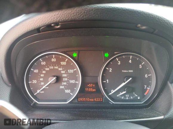 2013 BMW 1 Series 128i with VIN WBAUP7C57DVP25372, listed as a Copart auction lot 49533795 with 93,510 mi miles and Salvage title. Bid and sale history available at DreamBid. Image 9.