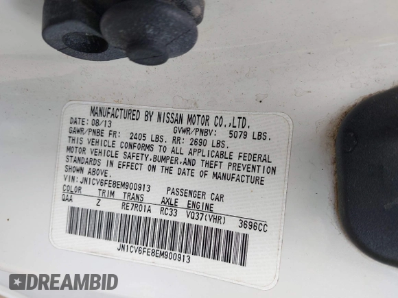 2014 Infiniti Q60 with VIN JN1CV6FE8EM900913, listed as a IAAI auction lot 42218629 with 92,991 mi miles and . Bid and sale history available at DreamBid. Image 9.