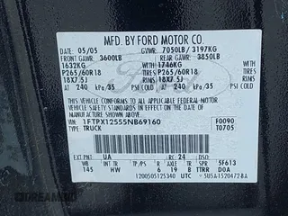 2005 Ford F-150 XLT с VIN 1FTPX12555NB69160, выставлен на аукционе IAAI как лот 42769918 с пробегом 191 407 миль миль и . История ставок и продаж доступна на DreamBid. Изображение 9.