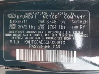 2012 Hyundai Veloster w/Gray Int with VIN KMHTC6AD6CU028810, listed as a IAAI auction lot 42818888 with 149,283 mi miles and . Bid and sale history available at DreamBid. Image 9.