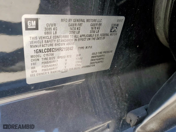 2017 Chevrolet Tahoe Commercial with VIN 1GNLCDEC5HR219842, listed as a Copart auction lot 48504235 with 96,003 mi miles and Salvage Title. Bid and sale history available at carsss.com. Image 13.