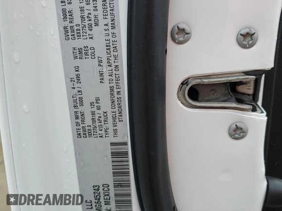 2021 Ram 2500 Tradesman with VIN 3C6UR5CJ3MG645243, listed as a Copart auction lot 85300354 with 63,404 mi miles and Salvage Title. Bid and sale history available at carsss.com. Image 12.