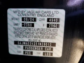 2005 Jaguar S-Type with VIN SAJWA03V251N28012, listed as a Copart auction lot 74417644 with 128,947 mi miles and Salvage Title. Bid and sale history available at DreamBid. Image 12.
